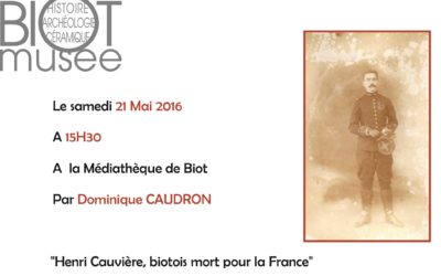 Samedi 21 Mai 2016 – Henri Cauvière, biotois mort pour la France